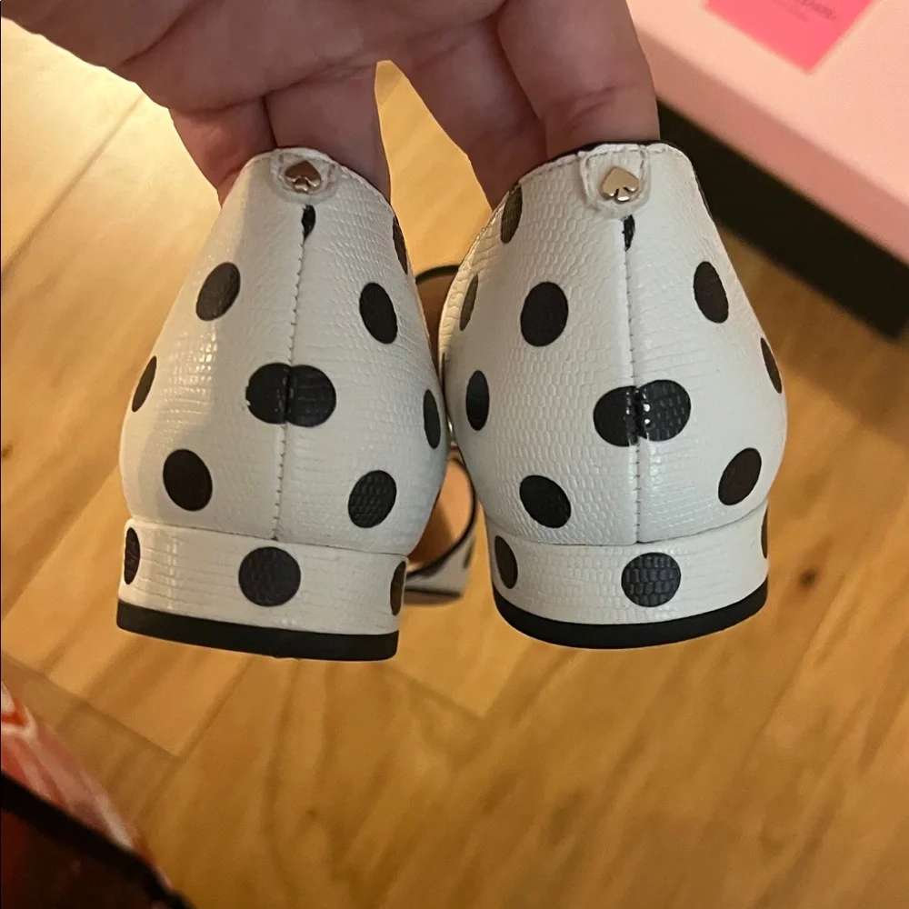 kate spade Black and White Polka Dot Pointed Toe D'Orsay Flats - Picture 5 of 6